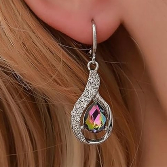 Elegant Silver and Rainbow Topaz Earrings - Picture 3 of 4